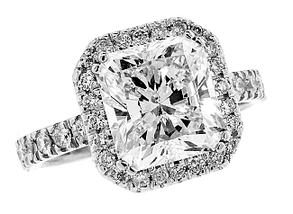 3.79 Carat GIA Radiant Cut - Platinum Halo Engagement Ring