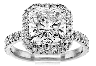 3.79 Carat GIA Radiant Cut - Platinum Halo Engagement Ring