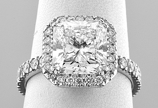 3.79 Carat GIA Radiant Cut - Platinum Halo Engagement Ring