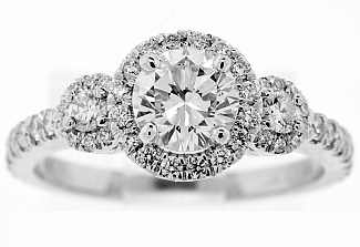 1.38 Carat GIA Round Diamond Halp Engagemnent Ring - Platinum