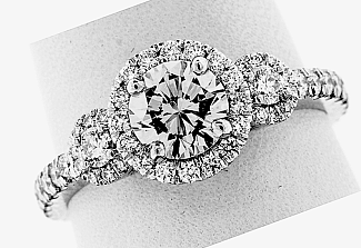 1.38 Carat GIA Round Diamond Halp Engagemnent Ring - Platinum