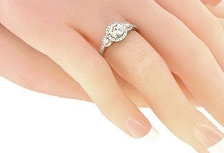 1.38 Carat GIA Round Diamond Halp Engagemnent Ring - Platinum