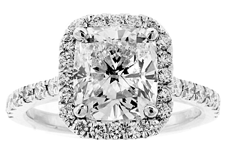 3.56 Carat GIA Cushion Cut - Platinum Halo Engagement Ring