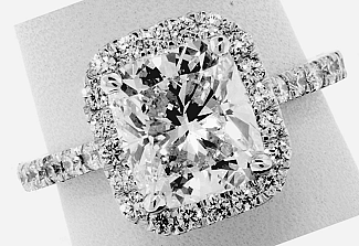 3.56 Carat GIA Cushion Cut - Platinum Halo Engagement Ring