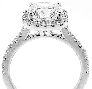 3.56 Carat GIA Cushion Cut - Platinum Halo Engagement Ring