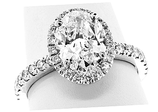2.51 Carat GIA OVAL -Platinum Halo Engagement Ring