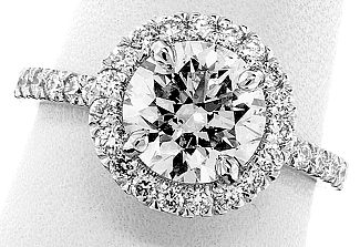 2.52 Carat GIA Round Brilliant Diamond - Platinum Halo Engagement Ring