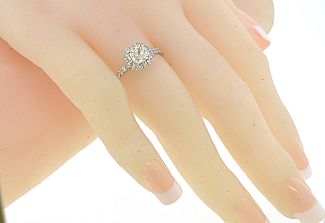 1.17 CT GIA Cushion Cut Diamond - Halo Engagement Ring
