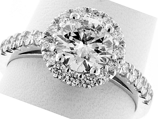 1.63 Carat GIA Round Brilliant - Platinum HALO Engagement Ring