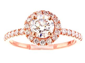 1.28 Carat GIA Round Brilliant - 18K Rose Gold HALO Engagement Ring 