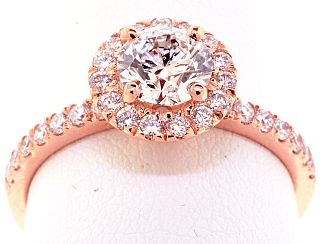 1.28 Carat GIA Round Brilliant - 18K Rose Gold HALO Engagement Ring 