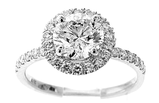 2.11 Carat GIA Round Brilliant - PLATINUM HALO Engagement Ring