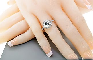 2.11 Carat GIA Round Brilliant - PLATINUM HALO Engagement Ring