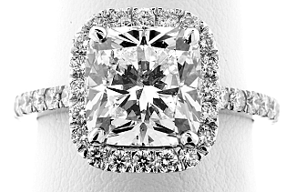 3.76 Carat GIA Cushion Cut - Platinum Halo Engagement Ring 