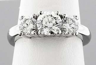 1.58 Carat Three-Stone Round Diamond Engagement Ring