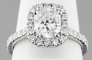 1.50 Carat GIA CUSHION CUT Diamond - PLATINUM HALO Engagement Ring  
