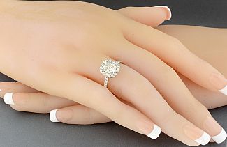 1.50 Carat GIA CUSHION CUT Diamond - PLATINUM HALO Engagement Ring  