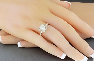 0.91 Carat GIA CUSHION CUT Diamond - PLATINUM HALO Engagement Ring