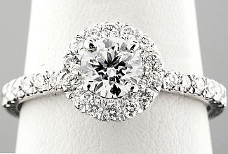 1.01 Carat TW GIA IDEAL CUT Diamond - WG HALO Engagement Ring 