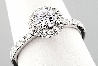 1.01 Carat TW GIA IDEAL CUT Diamond - WG HALO Engagement Ring 