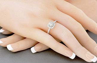 1.00 Carat TW GIA Round Brilliant Diamond - 14K WG HALO Engagement Ring