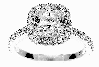 2.02 Carat TW GIA CUSHION Cut Diamond - Platinum HALO Engagement Ring