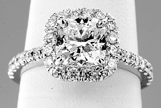 2.02 Carat TW GIA CUSHION Cut Diamond - Platinum HALO Engagement Ring