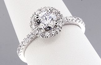 1.07 Carat TW IDEAL CUT Round Brilliant Diamond Engagement Ring 