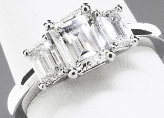 2.01 Carat GIA Three-Stone Emerald Cut Diamond Engagement Ring 2.01 Carat GIA Three-Stone Emerald Cut Diamond Engagement Ring