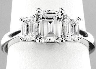 2.01 Carat GIA Three-Stone Emerald Cut Diamond Engagement Ring 2.01 Carat GIA Three-Stone Emerald Cut Diamond Engagement Ring