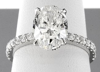 2.20 Carat GIA OVAL Diamond - Platinum HIDDEN HALO Engagement Ring 