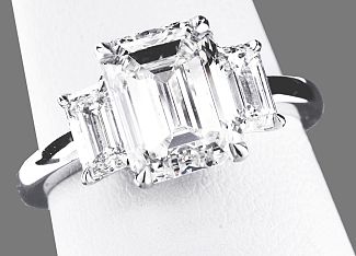 2.17 Carat TW Three-Stone EMERALD CUT Diamond Engagement Ring 