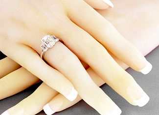4.01 Carat GIA Three-Stone Emerald Cut Diamond - Platinum Engagement Ring  