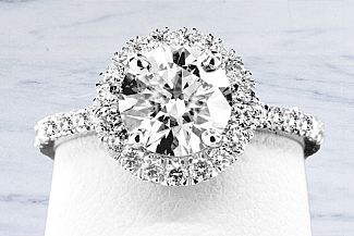 2.00 Carat TW GIA Roung Briliant Diamond - Platinum HALO Engagement Ring
