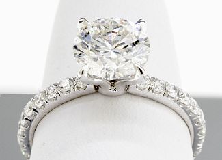2.13 Carat TW GIA Round Briliant Diamond - Platinum Engagement Ring 