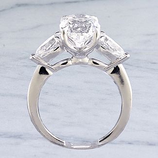 2.54 Carat OVAL Diamond Engagement Ring - Platinum with two PEAR SHAPE Diamonds