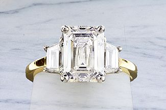 3.02 Carat GEM Emerald Cut Diamond Engagement Ring with TRAPEZOID Diamonds - Platinum 3.02 Carat GEM Emerald Cut Diamond Engagement Ring with TRAPEZOID Diamonds - Platinum