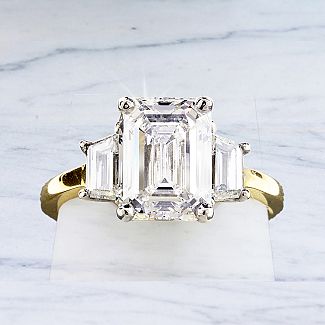 3.02 Carat GEM Emerald Cut Diamond Engagement Ring with TRAPEZOID Diamonds - Platinum 3.02 Carat GEM Emerald Cut Diamond Engagement Ring with TRAPEZOID Diamonds - Platinum
