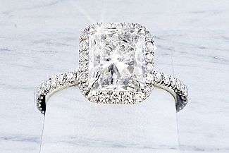 2.54 Carat Gem RADIANT Cut Diamond  - Platinum HALO Diamond Engagement Ring