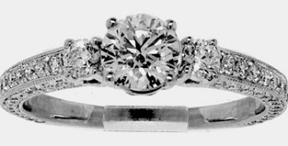 1.30 TW ROUND BRILLIANT ENG RING  GIA H/SI1  18K WG 