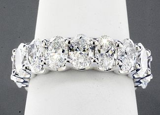 5.21 Carat GIA GEM Quality OVAL Diamond Eternity Ring - Platinum