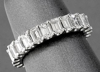 3.98 Carat GEM Quality EMERALD CUT Diamond Eternity Ring - Platinum 