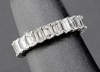 3.98 Carat GEM Quality EMERALD CUT Diamond Eternity Ring - Platinum 