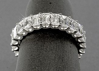 3.98 Carat GEM Quality EMERALD CUT Diamond Eternity Ring - Platinum 