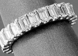 3.98 Carat GEM Quality EMERALD CUT Diamond Eternity Ring - Platinum 