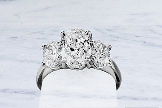 2.51 CTW Three-Stone GIA OVAL Engagement Ring - Platinum