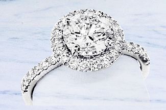 2.00 Carat TW GIA Roung Briliant Diamond - Platinum HALO Engagement Ring