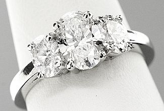 1.77 Carat TW Three-Stone OVAL Engagement Ring 