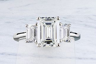 3.00 Carat GIA Three-Stone EMERALD Cut Diamond Ring 