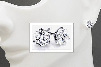 1.01 Carat TW GIA IDEAL Cut Diamond Stud Earrings - 14K WG Martini Setting